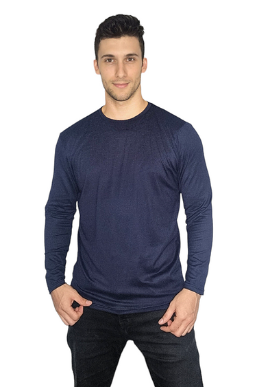 Playera Ultra Soft Manga Larga Azul Marino